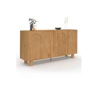 Buffet ARCHIE 4 portes - Panneaux de particules - L160xP40xH80 cm - Effet chêne