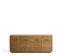 Buffet Arelida en placage chêne et bois massif, finition brun clair, 200 x 80 cm, certifié FSC Mix.