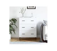 Buffet, Armoire avec Pieds et 3 Tiroirs, Commode de Rangement, Organisateur de Salle de Séjour, Moderne, Blanc Bois d'Ingénierie 827868