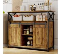 Buffet, armoire de cuisine avec 2 portes coulissantes, meuble de rangement avec étagères réglables, système anti-basculement, idéal pour le salon, la cuisine et l'entrée, dimensions : 100 x 33 x 80 cm