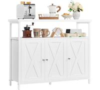 Buffet, armoire de cuisine avec 3 portes et étagères ouvertes, meuble de rangement avec étagères réglables, dimensions : 100 x 35 x 81 cm, blanc