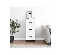 vidaXL Buffet Blanc moderne, 3 tiroirs avec pieds, bois d'ingénierie, 34,5x34x90 cm
