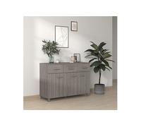 Buffet Armoire Latérale Meuble de Rangement Organisateur de Maison Salon Salle de Séjour Intérieur Gris Clair 113x40x80 cm Bois Massif de Pin