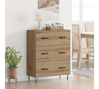 vidaXL Buffet Chêne Sonoma - 3 tiroirs, pieds - Bois d'ingénierie 69,5x34x90 cm Multicolore