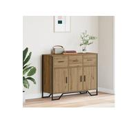 vidaXL Buffet chêne Artisanal 97 x 32.5 x 74.5 cm Bois d'ingénierie, Meuble de Salon, Buffet rectangulaire Industriel, Rangement Polyvalent, Style Moderne, Texture Parfaite, Design Urbain