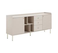 Buffet avec 2 portes, 3 tiroirs et 4 niches - Beige et doré - LUNAOR
