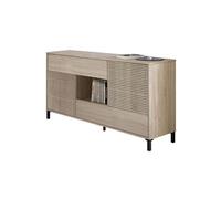 Buffet avec 2 portes et 2 tiroirs coloris chene canadien / impression digitale - Hauteur 80 x Longueur 151 x Profondeur 41 cm --