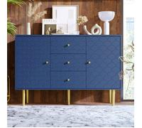 Buffet avec 2 portes et 3 tiroirs 120 x 40 x 82 cm Salle de séjour - Bleu - Contemporain