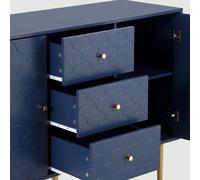 Buffet avec 2 portes et 3 tiroirs 120 x 40 x 82 cm - salle de séjour - bleu - contemporain