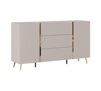 Buffet avec 2 portes et 3 tiroirs - Beige et Doré - MARZIALO
