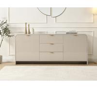 Buffet avec 2 portes et 3 tiroirs - Beige et doré - ORALINO