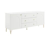 Buffet avec 2 portes et 3 tiroirs - Blanc et doré - ALOBARA