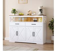 Buffet avec 2 Tiroir et 4 Portes,Buffet en Bois Blanc,Buffet bahut,Buffet de salon,Meuble de Rangement,Armoire de cuisine,Commode