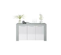 Buffet avec 3 portes coloris Blanc Artik / Ciment en melamine - Dim: 80 x 144 x 42 cm --