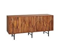 Vente-unique - Buffet avec 3 Portes en Bois de manguier et métal Noir - Naturel - Mizoram de Maison Céphy