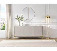 Buffet avec 3 portes en MDF - Beige et doré - LYBAKA