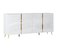 Buffet avec 4 portes - 200 cm - Blanc brillant et Doré - MARZIALO