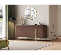 Vente-unique - Buffet avec 4 Portes en Bois de manguier et métal doré - Naturel foncé - DOLIYA de Maison Céphy