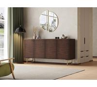Vente-unique - Buffet avec 4 Portes en Bois de manguier et métal doré - Naturel foncé - SORDANA de Maison Céphy