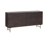 Vente-unique - Buffet avec 4 Portes en Bois de manguier et métal doré - Naturel foncé - SORDANA de Maison Céphy
