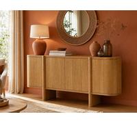 Buffet MELYRAN en manguier 4 portes 160x80x40 cm Naturel clair