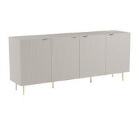 Buffet avec 4 portes en MDF et acier - Beige et Doré - YESINIA