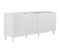 Buffet avec 4 portes en MDF et acier - Blanc et doré - YESINIA