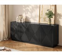 Buffet avec 4 portes en MDF - Noir - MEZULIA