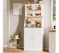 Buffet avec 4 Portes et LED,Buffet en Bois Blanc,Buffet bahut,Buffet de salon,Meuble de Rangement,Armoire de cuisine,Commode