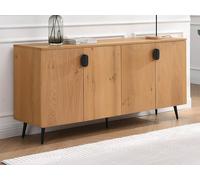 Buffet avec 4 portes placage chêne et acier - Naturel clair et Noir - SINOLO