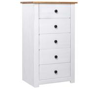 Buffet avec 5 Tiroirs & Étagère d'Affichage Blanc 46x40x89 cm Pin Gamme Panama