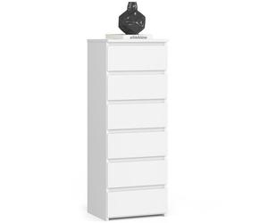 Buffet avec 6 Tiroirs Blanc - Commode Style Contemporain - 40 x 35 x 109 cm