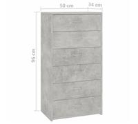 Buffet avec 6 tiroirs Gris béton 50x34x96 cm Aggloméré LVD - VINGVO - Buffet bas - Chambre - Meuble de séjour