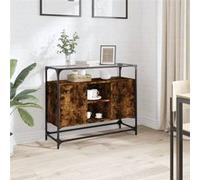 vidaXL Buffet – Dessus en verre chêne fumé – Bois d'ingénierie Marron