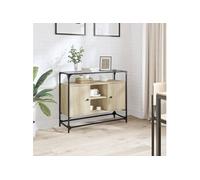 vidaXL Buffet Chêne Sonoma 846070 – dessus en verre, bois d'ingénierie – Marron