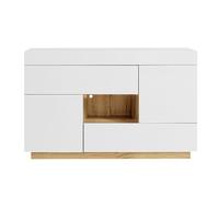 Buffet avec éclairage LED, vitrine avec tiroirs, 120x37x76,5 cm, Blanc