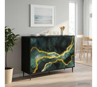 vidaXL Buffet BORNE Chêne Noir 102 x 33 x 76 cm Bois d'ingénierie, Meuble de Rangement pour Salon, Buffet rectangulaire, mobilier Moderne, Solution spacieuse pour la Maison