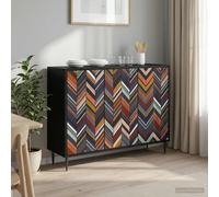 Buffet avec étagère avec porte Chêne noir Bois d'ingénierie Moderne vidaXL vidaX