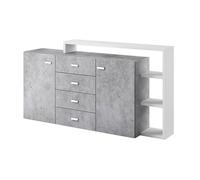 Buffet avec étagère intégrée collection BERGAME 180cm. Coloris Gris et blanc. Style design 37