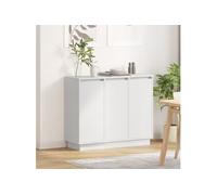 vidaXL Buffet LED Blanc 90×32×75 cm Bois d'ingénierie – Moderne, rangement minimaliste