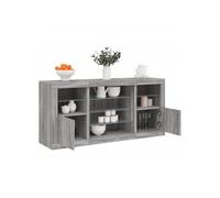 vidaXL Buffet avec Lumières LED, Armoire avec Porte, Meuble de Rangement, Organisateur de Salon Entrée Salle de Séjour, 3209091 Gris G