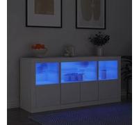 vidaXL Buffet 3209065 - lumières LED avec porte et rangement, 142,5x37x67 cm, Blanc
