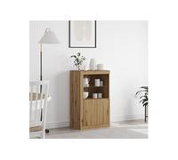 Buffet avec lumières LED Chêne artisan 60,5x37x100 cm