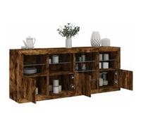 Vidaxl Buffet Avec Lumières Led Chêne Fumé 164x37x67 Cm