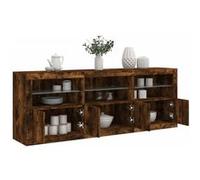Buffet avec lumières LED chêne fumé 181,5x37x67 cm chêne G