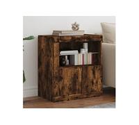 vidaXL Buffet avec lumières LED chêne fumé 60,5x37x67 cm836620 chêne G