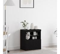 Buffet avec lumières LED Chêne noir 60x37x67 cm Noir G