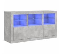 vidaXL Buffet avec lumières LED gris béton 123x37x67 cm3209061 Gris G