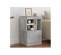 vidaXL Buffet LED – Armoire latérale de rangement 41x37x67 cm moderne Gris béton