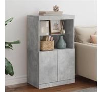vidaXL Buffet avec Lumières LED, Armoire Latérale de Rangement, Organisateur de Salon Salle de Séjour Maison Intérieur, Moderne, Gris Béton